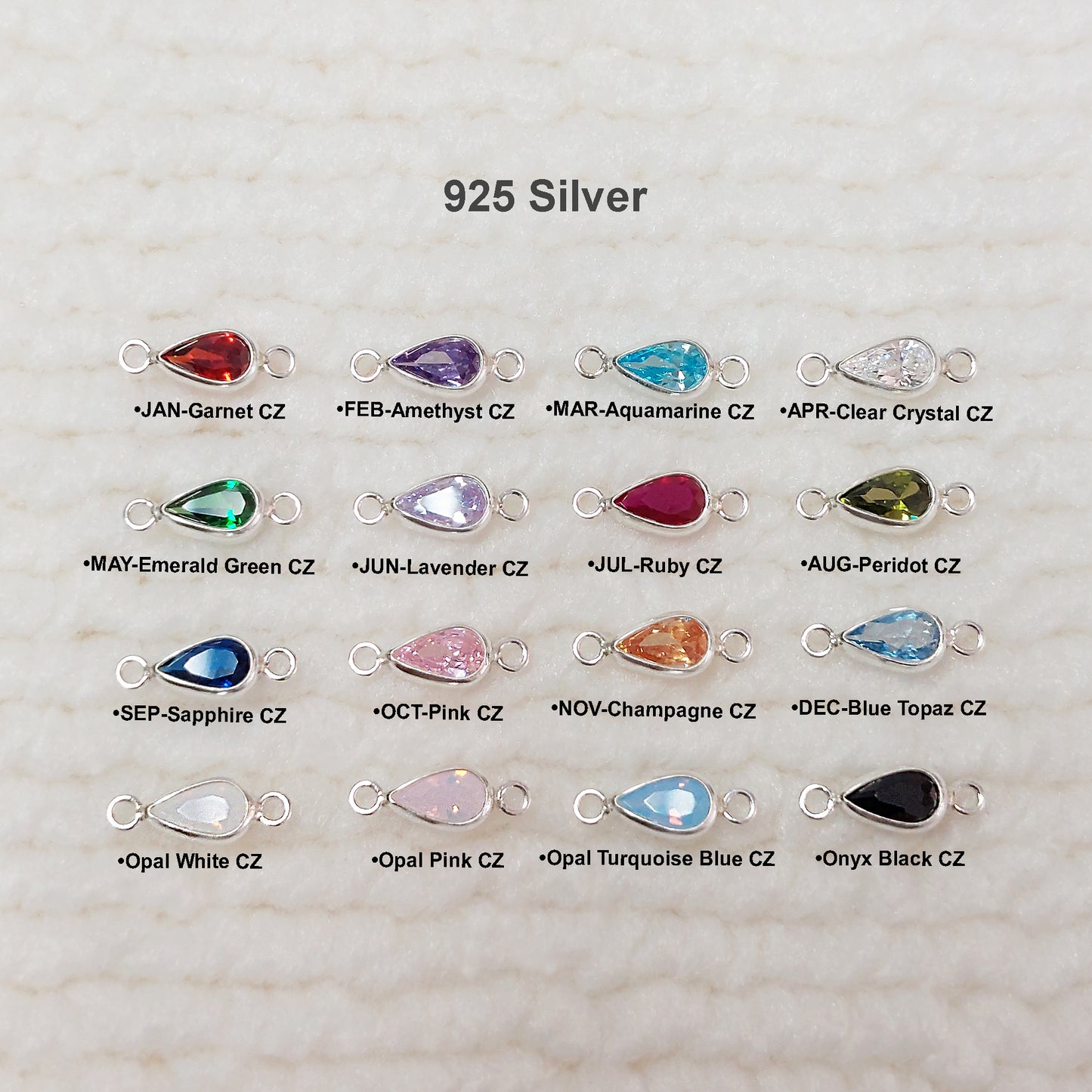 Teardrop Bezel Connector With 2mm Closed Rings 3x5 mm •Birth Stone Charm •Gold Filled (14KGF) Jewelry Findings Wholesale •GF3TDR2CZ/93TDR2CZ