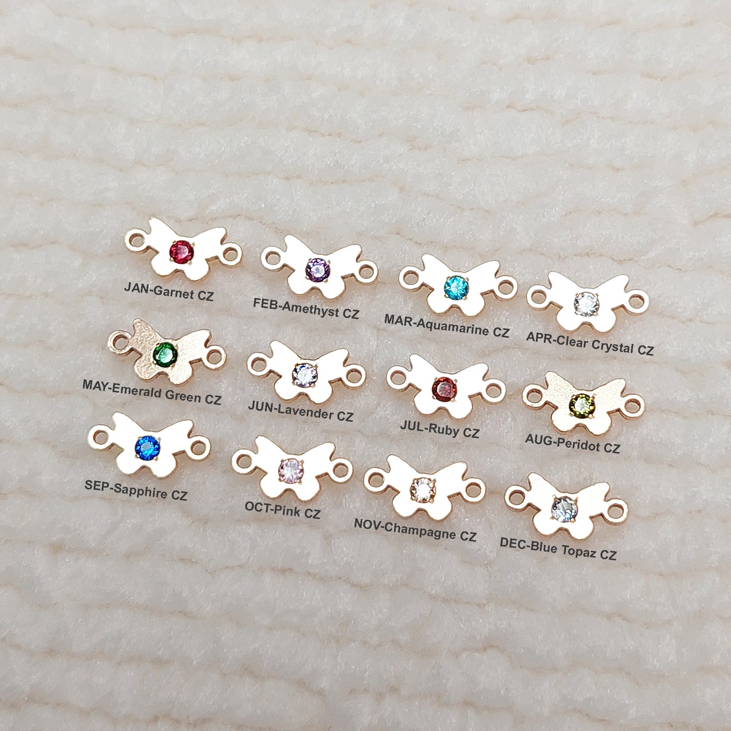 Tiny Butterfly Connector With CZ 8.7x4.4mm •Dainty Charm •Minimalist • Gold Filled (14KGF) Jewelry Findings Wholesale • BU8744CZ Birth Stone