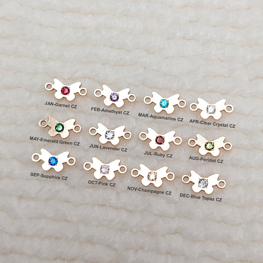 Tiny Butterfly Connector With CZ 8.7x4.4mm •Dainty Charm •Minimalist • Gold Filled (14KGF) Jewelry Findings Wholesale • BU8744CZ Birth Stone