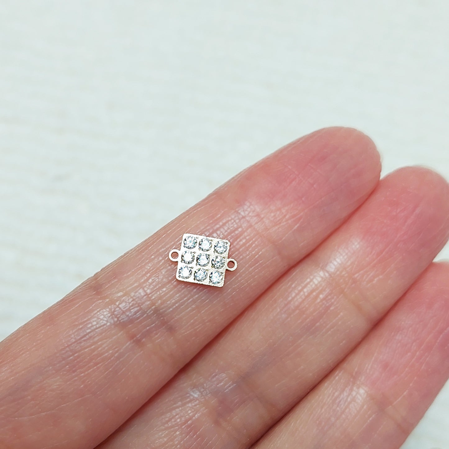 Square Shape Connector With 9 CZs 20ga 9 x 6.3mm • Minimalist Charm •Gold Filled (14KGF) Jewelry Findings Wholesale • SQ96CZ9 / 9SQ96CZ9