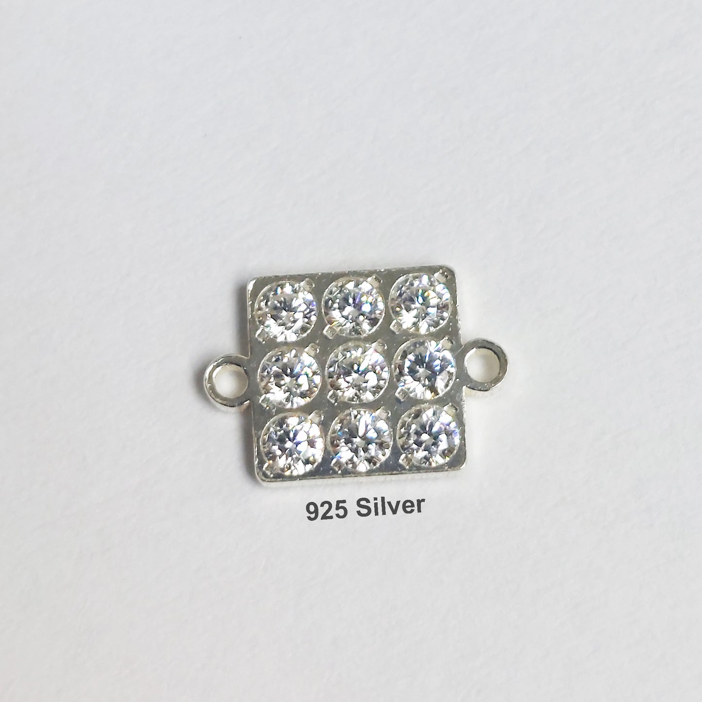 Square Shape Connector With 9 CZs 20ga 9 x 6.3mm • Minimalist Charm •Gold Filled (14KGF) Jewelry Findings Wholesale • SQ96CZ9 / 9SQ96CZ9