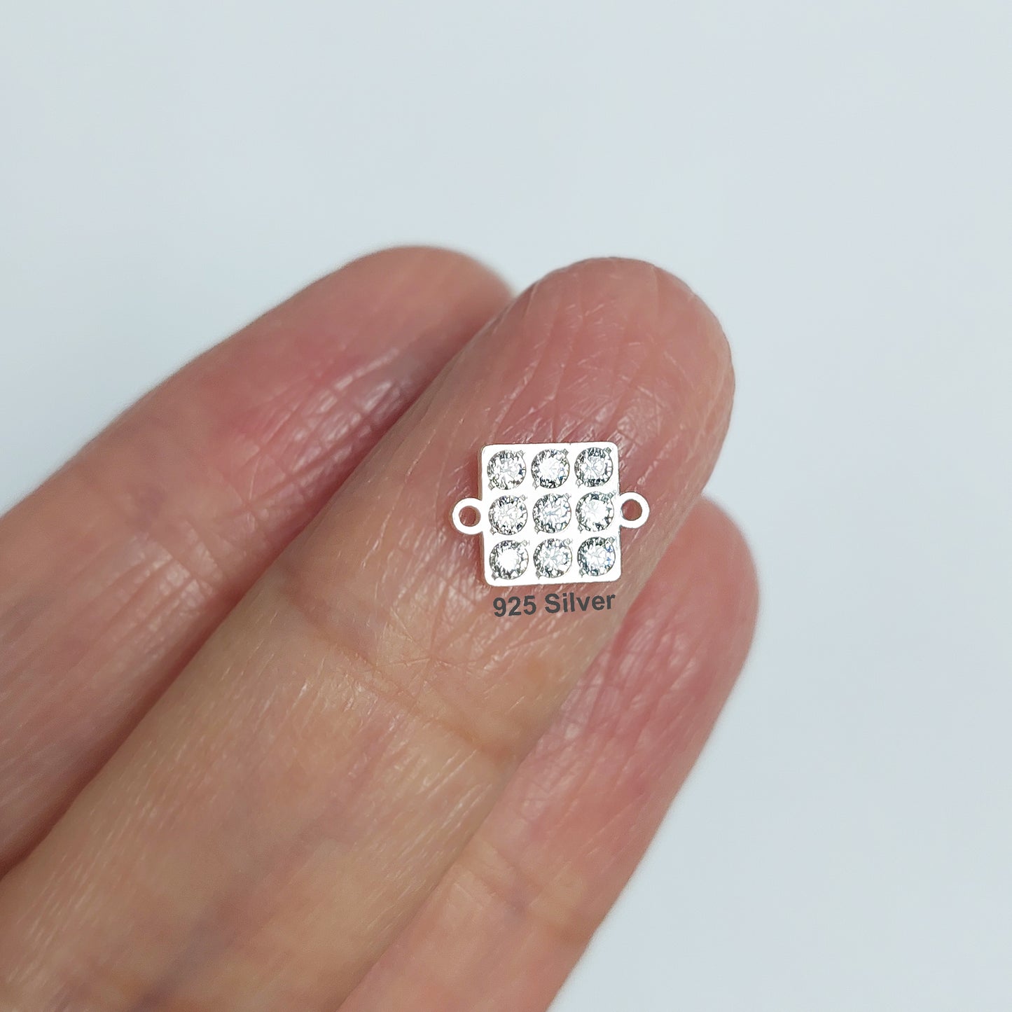 Square Shape Connector With 9 CZs 20ga 9 x 6.3mm • Minimalist Charm •Gold Filled (14KGF) Jewelry Findings Wholesale • SQ96CZ9 / 9SQ96CZ9