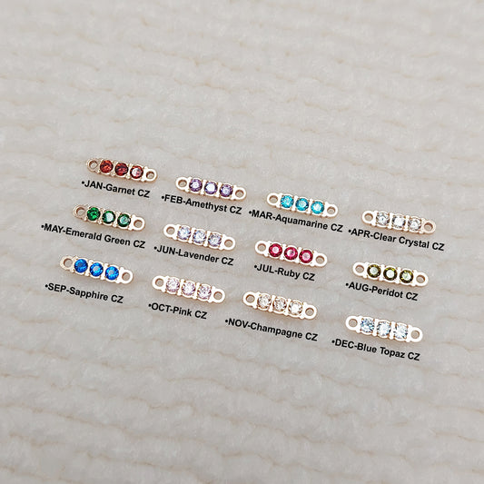 Bar Connector With 3 CZs 20ga 2.3 x 9.7mm • Minimalist Charm •Gold Filled (14KGF) Jewelry Findings Wholesale • BAR97CZ3 Birth Stone Bar