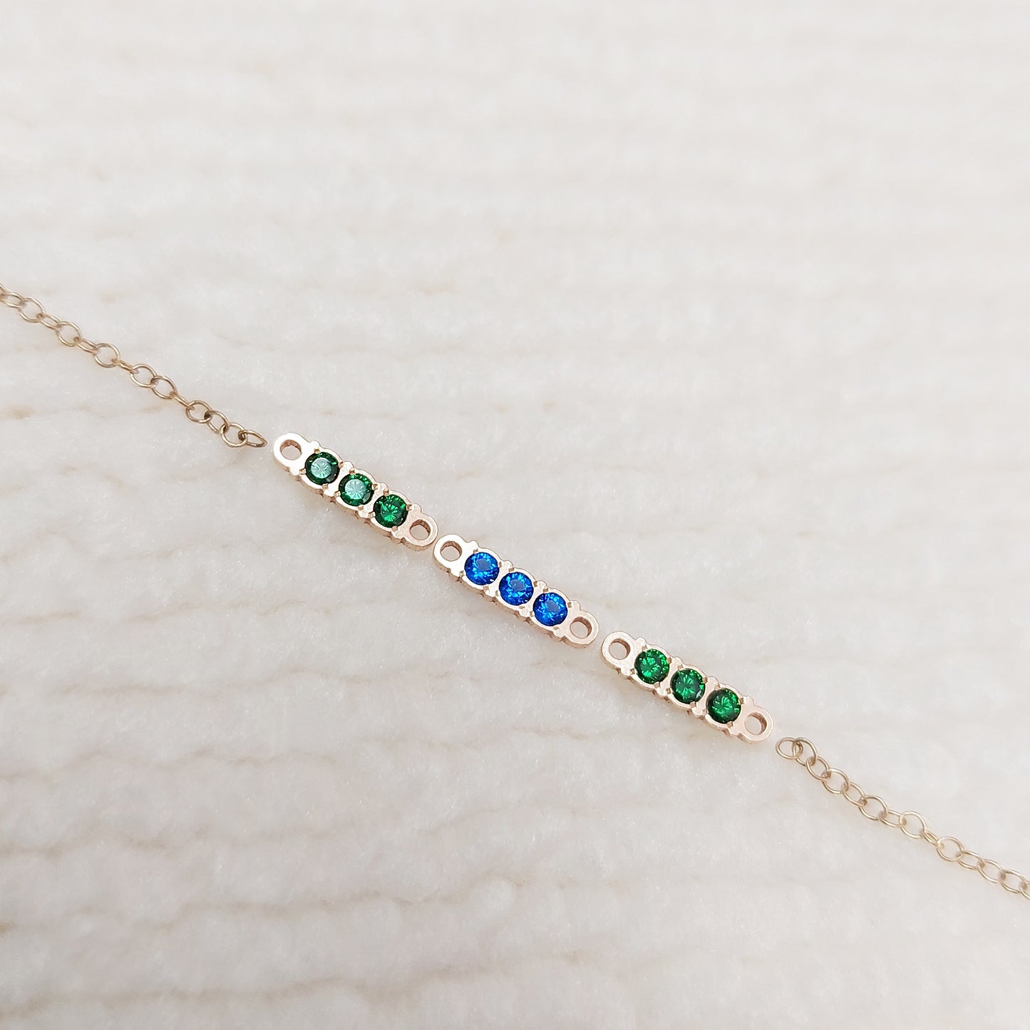 Bar Connector With 3 CZs 20ga 2.3 x 9.7mm • Minimalist Charm •Gold Filled (14KGF) Jewelry Findings Wholesale • BAR97CZ3 Birth Stone Bar