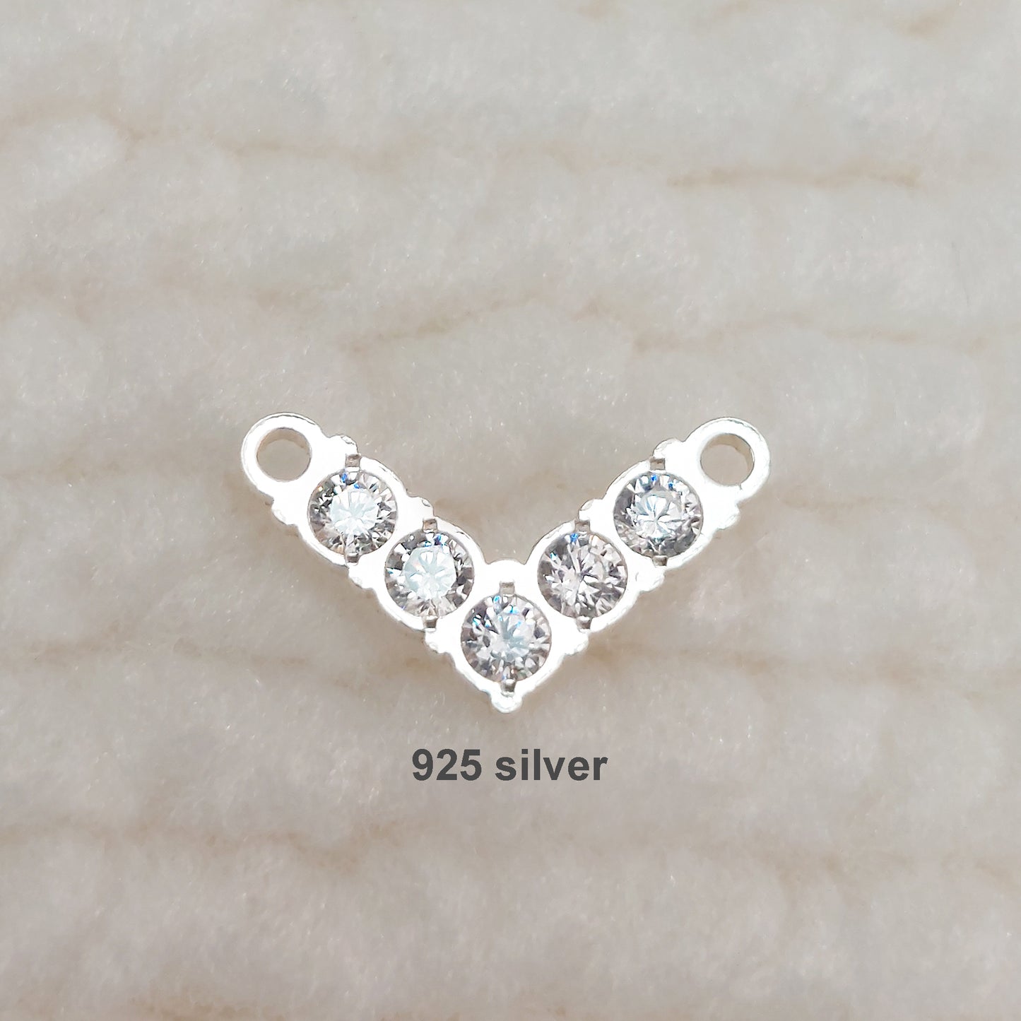 V Shape Connector With 5 CZs 20ga 10.7 x 6.2mm • Minimalist Charm •Gold Filled (14KGF) Jewelry Findings Wholesale • VB11CZ5 / 9VB11CZ5