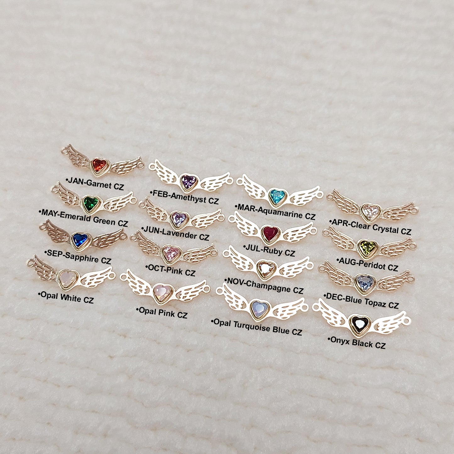 3mm Heart Shape Bezel Connector with Wings 17.6x6.4mm•Birth Stone Bezel• Gold Filled (14KGF) Jewelry Findings Wholesale•GF3HRT-WG2/93HRT-WG2
