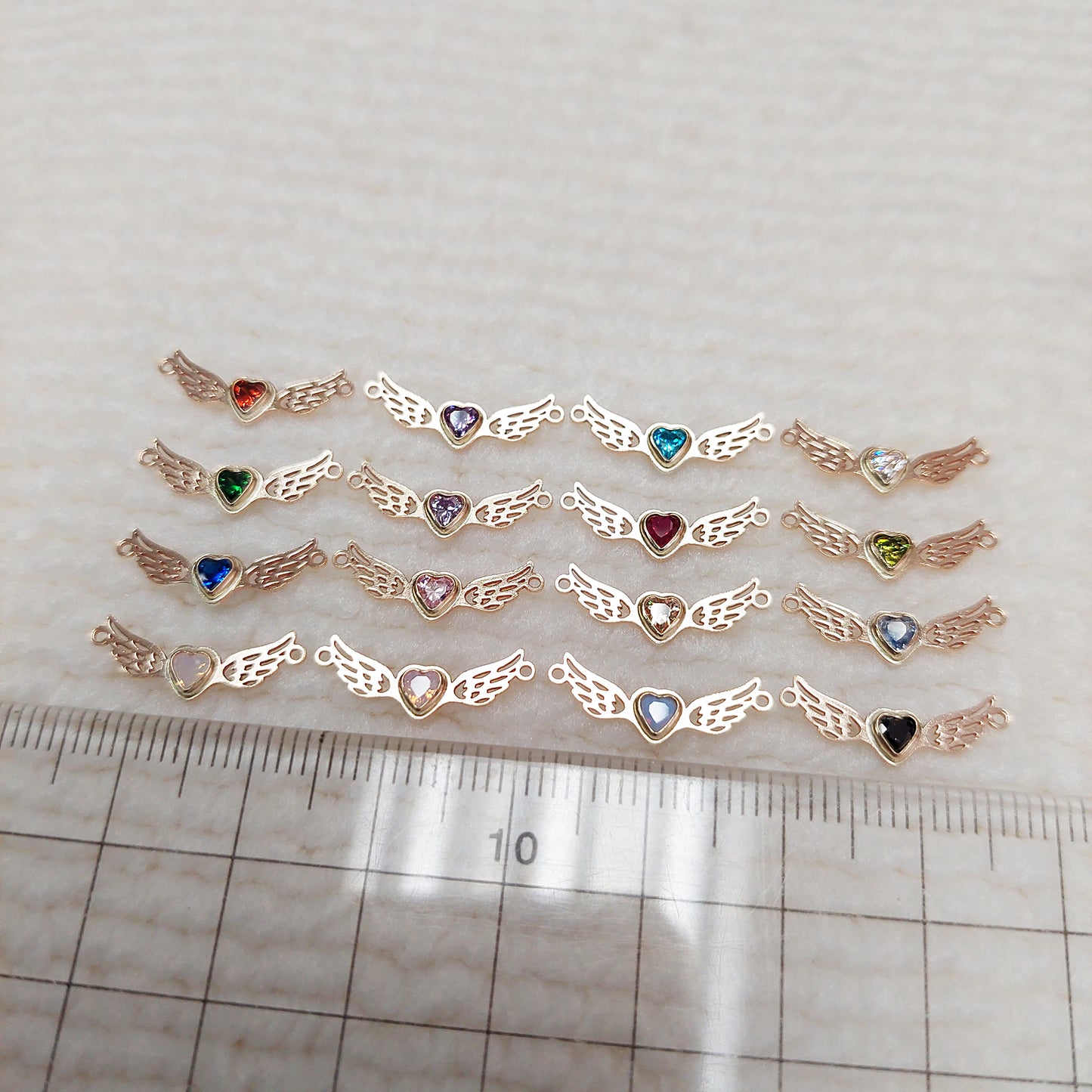 3mm Heart Shape Bezel Connector with Wings 17.6x6.4mm•Birth Stone Bezel• Gold Filled (14KGF) Jewelry Findings Wholesale•GF3HRT-WG2/93HRT-WG2