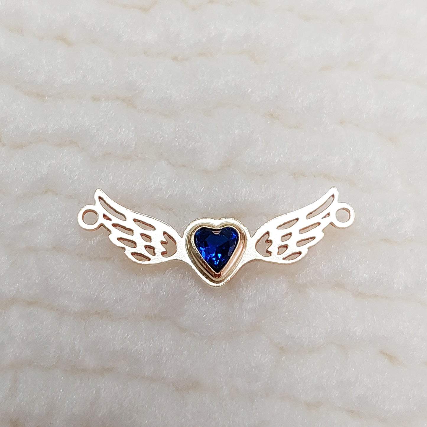 3mm Heart Shape Bezel Connector with Wings 17.6x6.4mm•Birth Stone Bezel• Gold Filled (14KGF) Jewelry Findings Wholesale•GF3HRT-WG2/93HRT-WG2