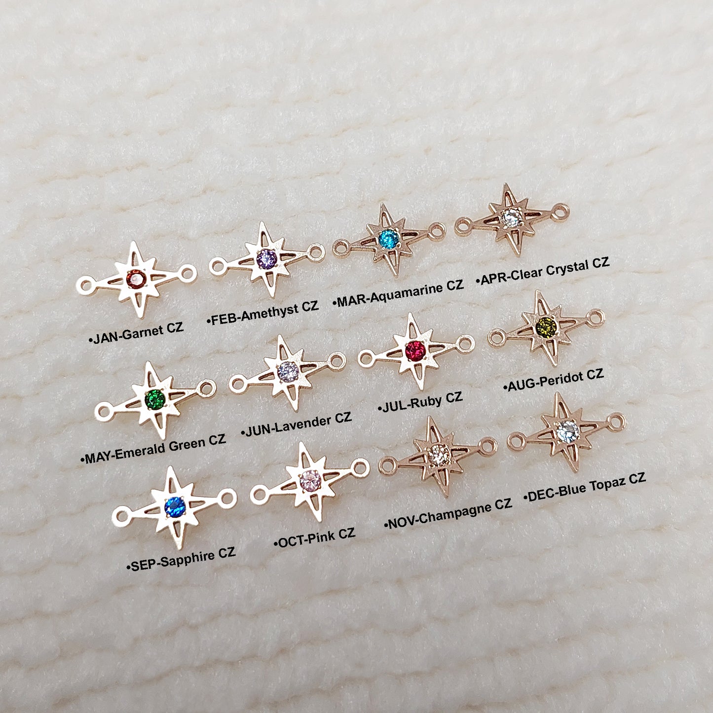 Mini North Star Connector With CZ 7 x 10.2mm •Dainty Charm •Minimalist •Gold Filled (14KGF) Jewelry Findings Wholesale • ST710CZ Birth Stone