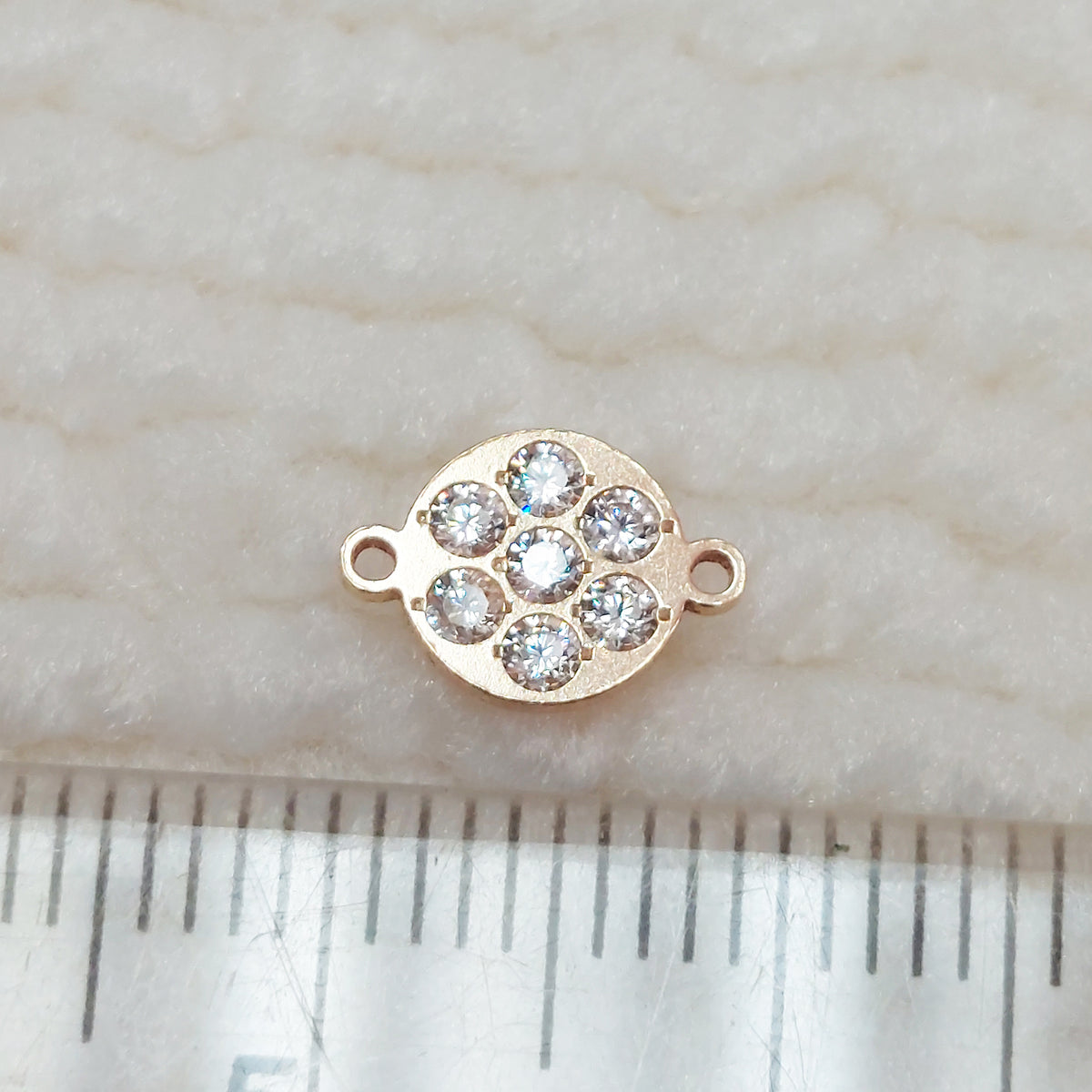 Disc Connector With 7 CZs 20ga 8.9 x 6.2mm • Dainty Charm • Minimalist • Gold Filled (14KGF) Jewelry Findings • Wholesale • 6RDCZ7 /96RDCZ7