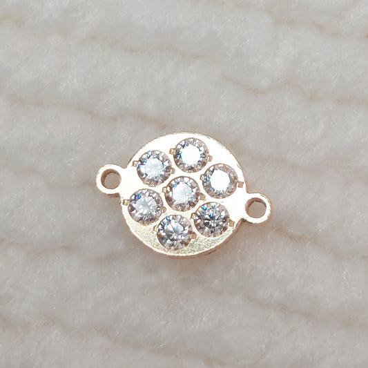 Disc Connector With 7 CZs 20ga 8.9 x 6.2mm • Dainty Charm • Minimalist • Gold Filled (14KGF) Jewelry Findings • Wholesale • 6RDCZ7 /96RDCZ7