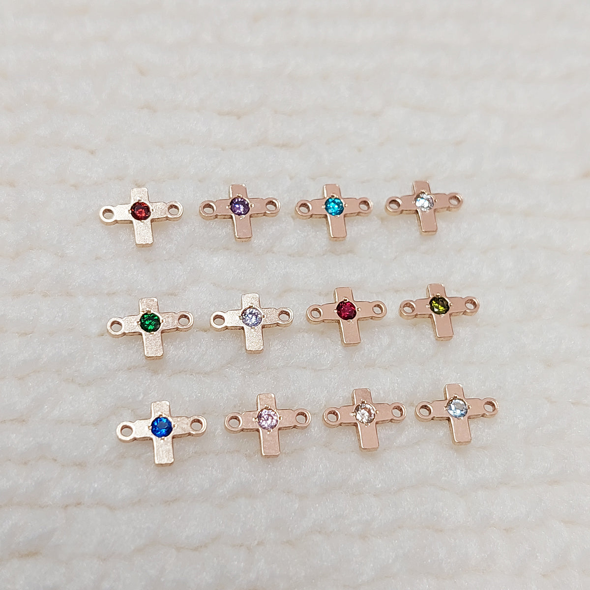 Tiny Cross Connector With CZ 7.2x5.3mm •Dainty Charm •Minimalist •Gold Filled (14KGF) Jewelry Findings Wholesale • CR75CZ Birth Stone