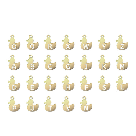 DU76LET Gold Filled (14KGF) 7.4 x 5.6mm Duck Letter(A-Z) Charms 24ga