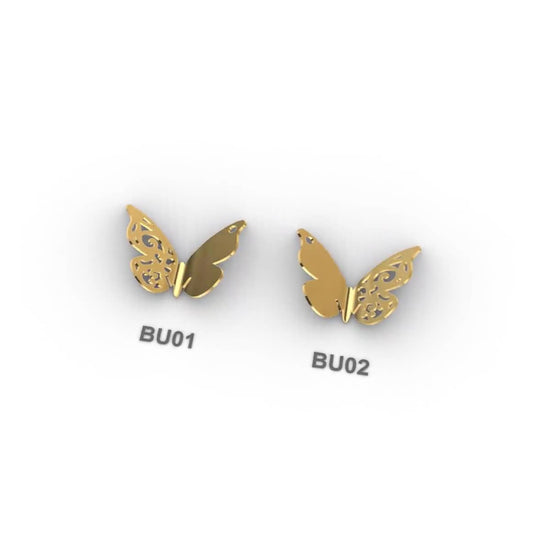 BU01 / BU02  Hollow Carved Butterfly Charm 28ga