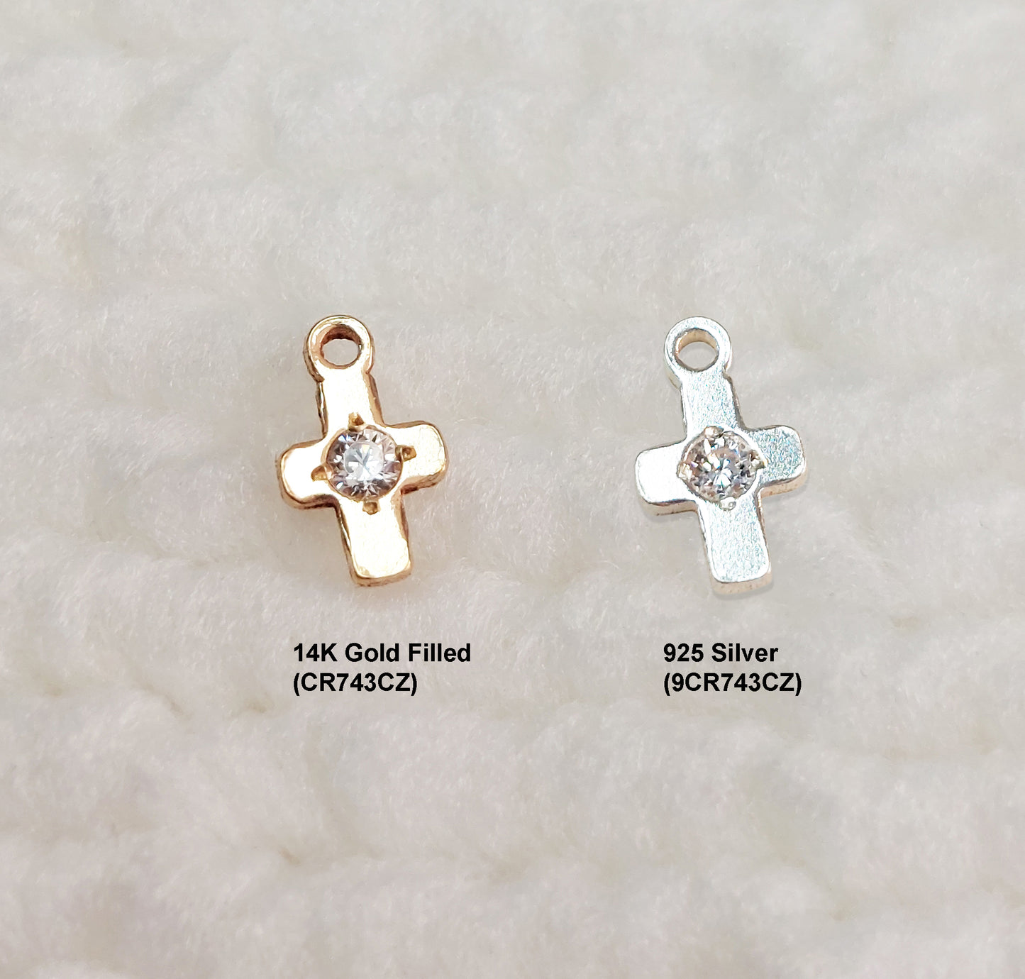 CR743CZ Mini Cross Charm With CZ