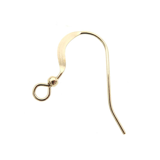 GF6411 Gold Filled (14KGF) Ear Wire Flat With 2mm Bead 22ga Earring Components