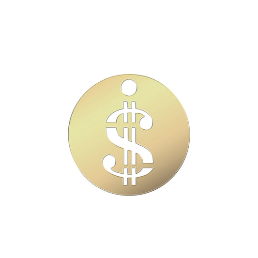 GF6RDDLL24GA Gold Filled (14KGF) 6mm Round Disc With Dollar Sign