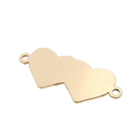 GFH0124GA Gold Filled(14KGF)17.3 x 7.1mm Double Heart Connector