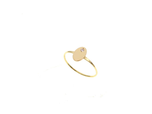 GFR150CZ96OV - GFR190CZ96OV Gold Filled (14KGF) 9 x 6MM Oval Disc Ring With CZ