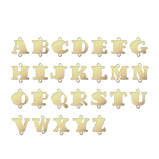 SB08V2 Gold Filled (14KGF) Stout Bold Letter Charm with 2 Vertical Rings 24ga